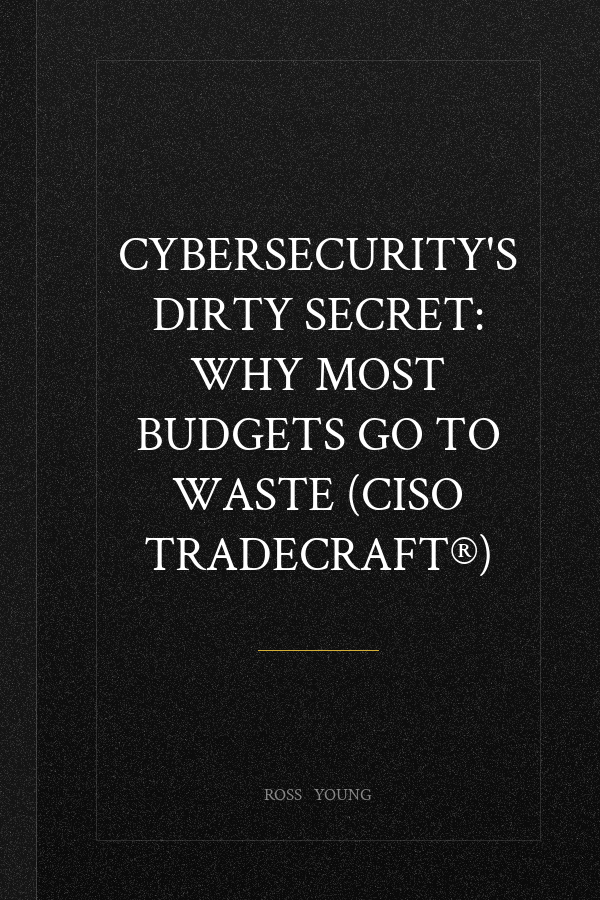 Cybersecurity's Dirty Secret: Why Most Budgets Go to Waste (CISO Tradecraft®)